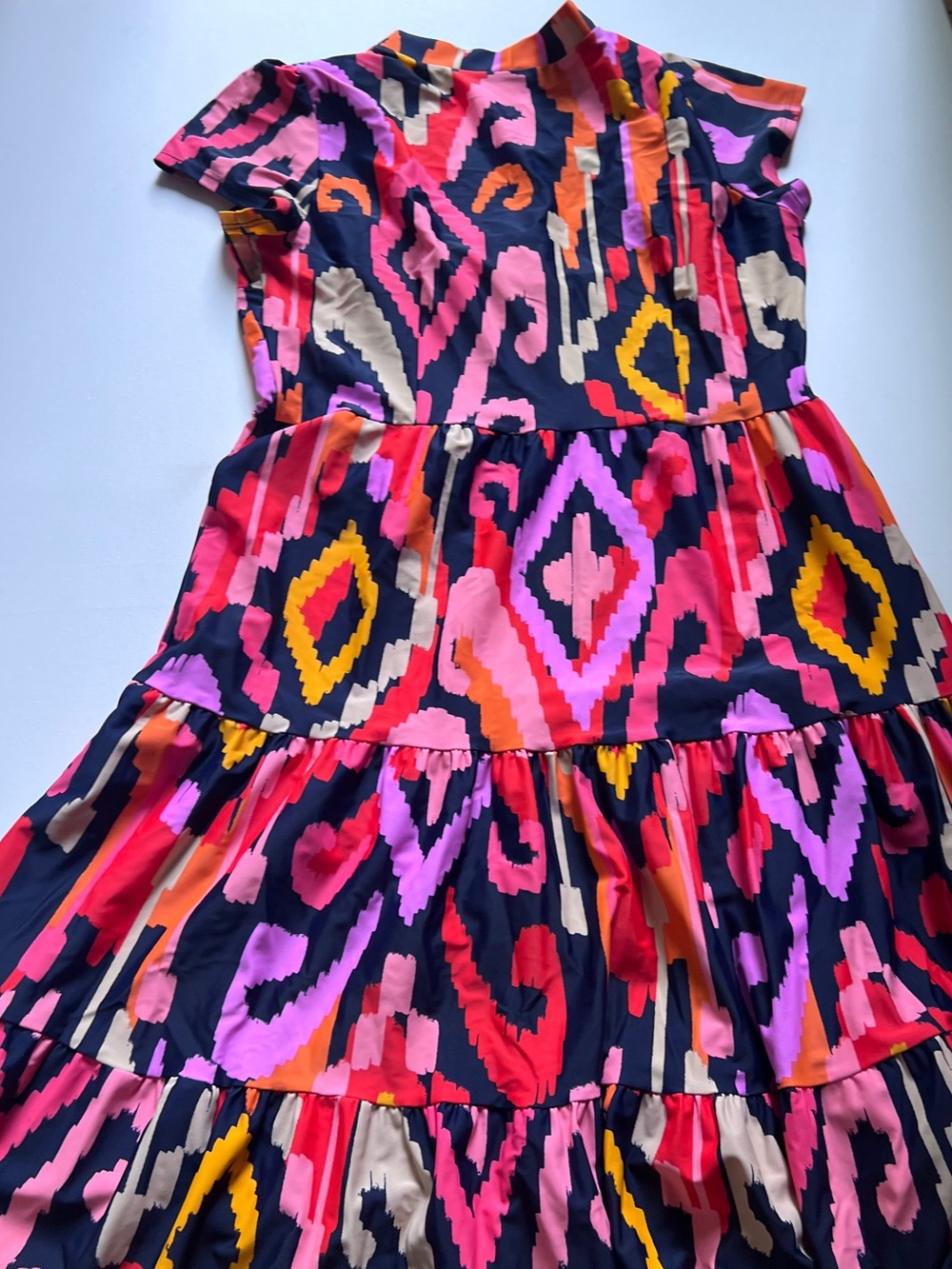 Like New JUDE CONNALLY libby dress in grand ikat navy Large - Picture 4 of 5